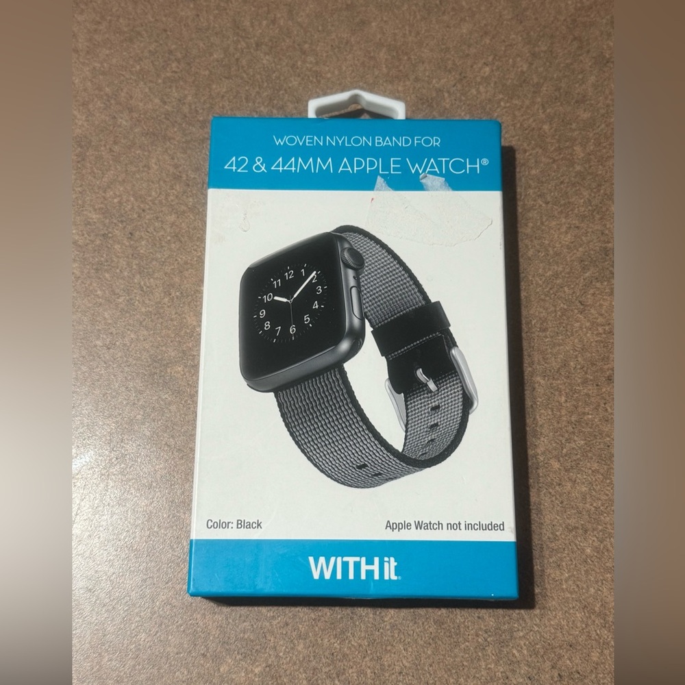 WITH it Black Woven Nylon Band For 42MM & 44MM Apple Watch Series Smartwatch